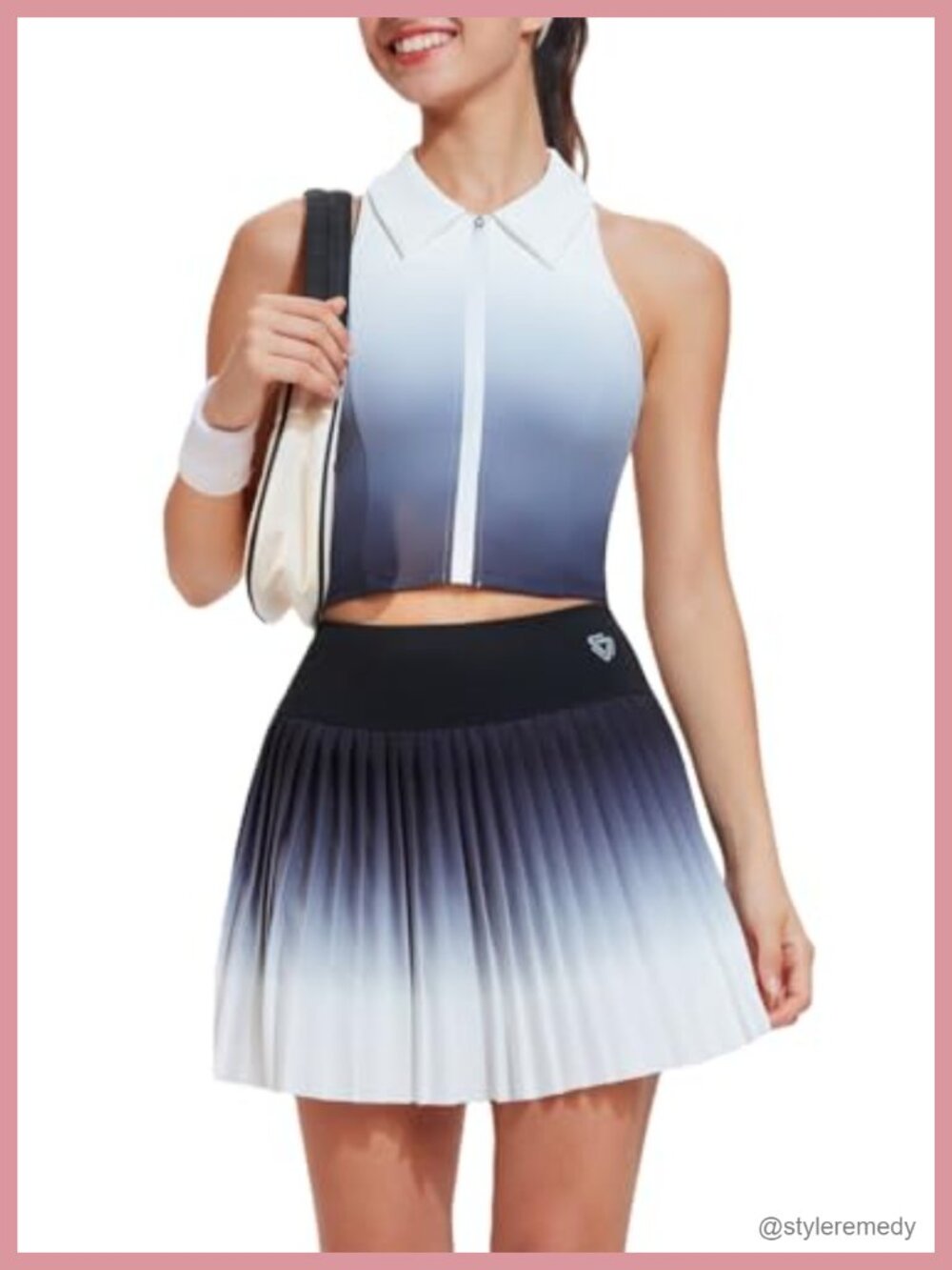 Women's Golf Tennis Skort Set with Polo Top, High Waisted Pleated Skirt with